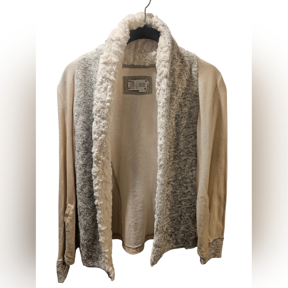 Saturday/Sunday Anthropologie Ambrose knit open-front faux-fur collar
